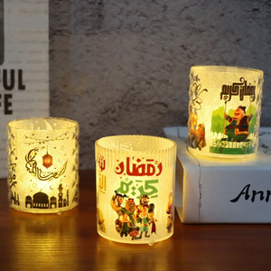 Ramadan Kareem Led Candle Light Battery Operated Plastic Ramadan Lanterns For Eid Mubarak Decoration Light