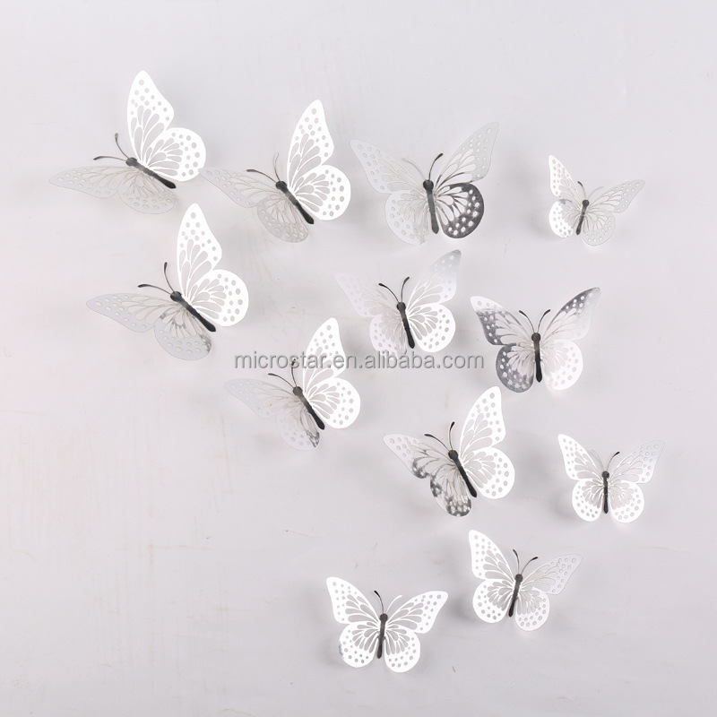 3D Gold Butterfly Wall Decor Butterfly Party Balloon Decorations Stickers Decals For Kids Bedroom Living Room party Supplies