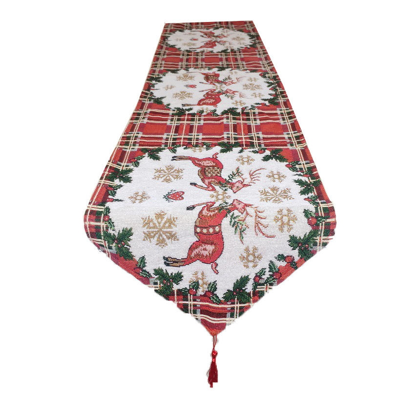 Santa Claus Linen Decorative Christmas Tapestry Table Runner