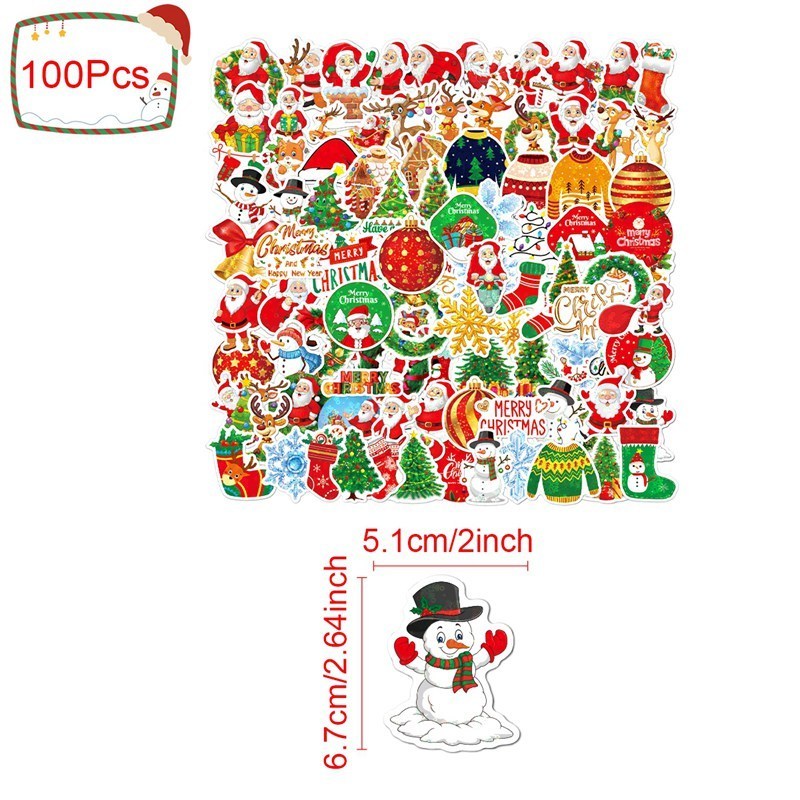 Merry Christmas Decorations Stickers 100Pcs Christmas Stickers Santa Snowflake Stickers For Envelopes Gifts Tags Crafts Window