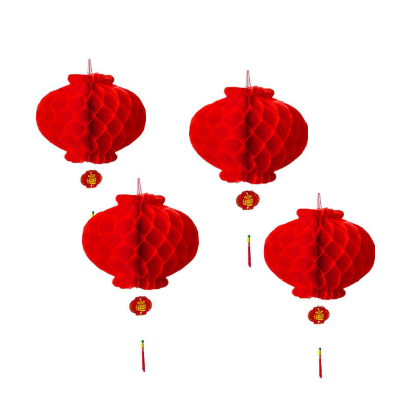 Waterproof Good Fortune Red Paper Lanterns for Chinese New Year Spring Festival Party Celebration Home Decor