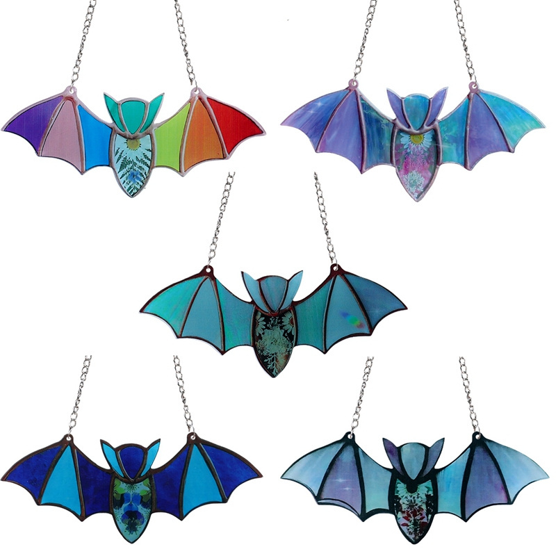 Acrylic Fly Halloween Bats Wall Tree Hanging Decorative Pendant Halloween Decoration Toy Accessories Indoor Outdoor Party Props