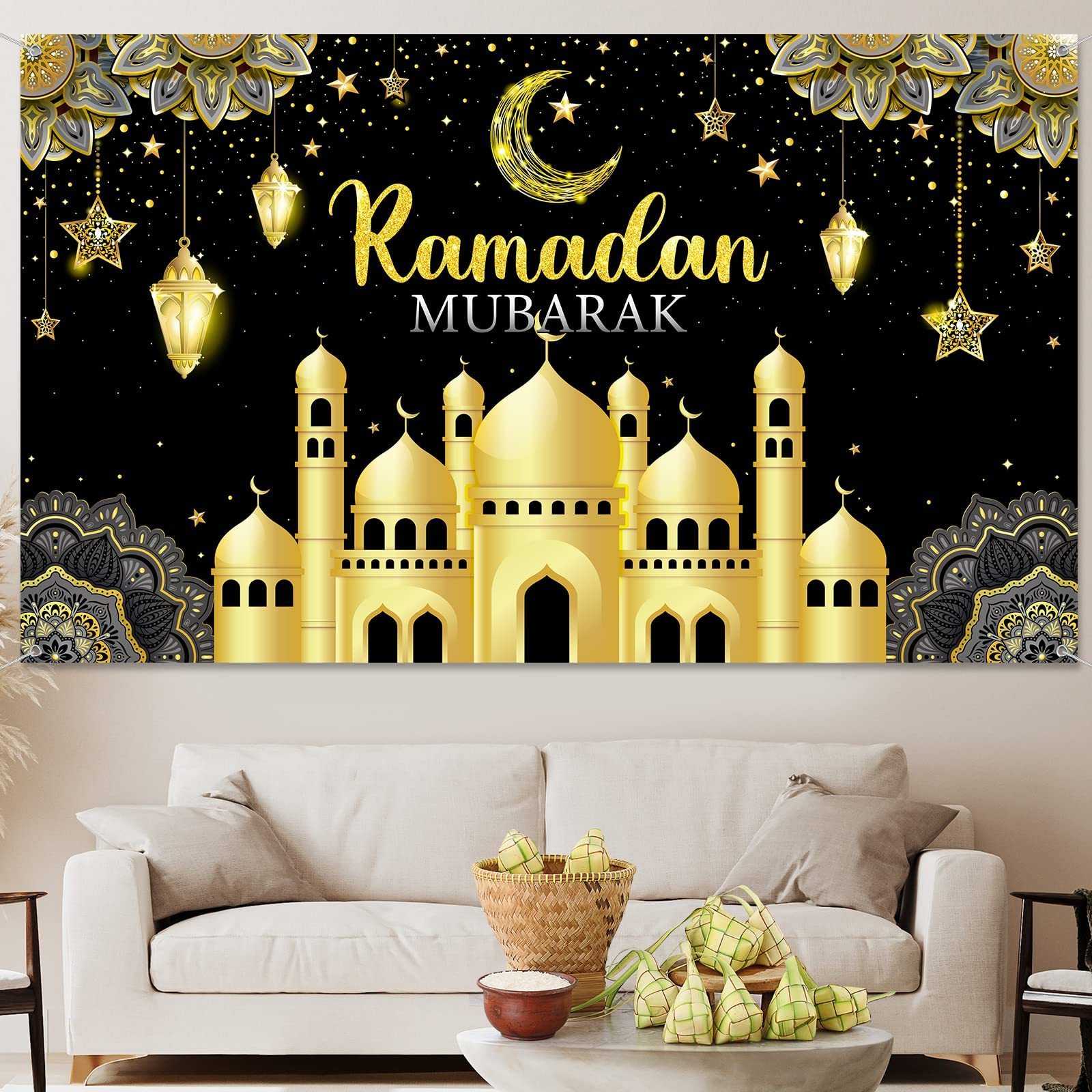 Factory Wholesale Custom Backdrop Luxury Fabric Ramadan Kareem Background For Photography Ramadan Decoration 2024