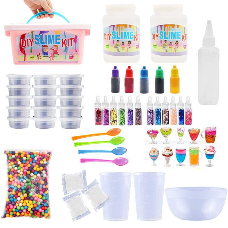 factory outlet 34pcs accessories Flash Slime set DIY Pearl Charm Slime making Kit