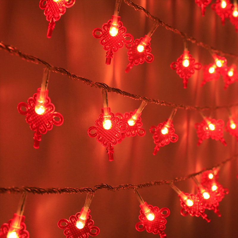 1.5m 3m Battery USB Chinese Knot Red Lantern Happy New Year Decoration LED String Lights Night Light Holiday Decorative Lighting