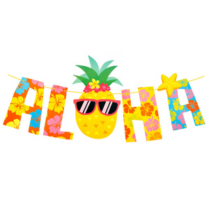 Wholesale Cheapest Luau Hawaiian Party Decorations Aloha Pineapple Banner