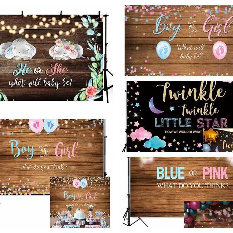 Birthday Backdrop Baby Shower Happy Birthday Photography Backdrop Wooden Natural Color Gender Reveal Boy or Girl 7x5ft Children