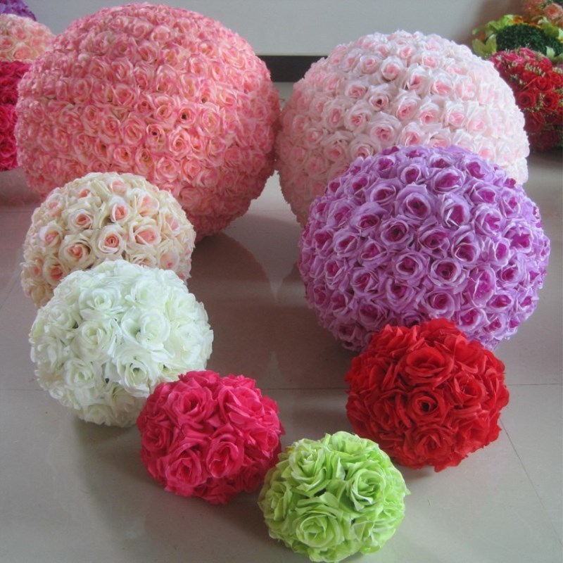 Wholesale 25cm Wedding Ceremony Decor Artificial Flower Table Centerpiece Runner Rose Flower Ball