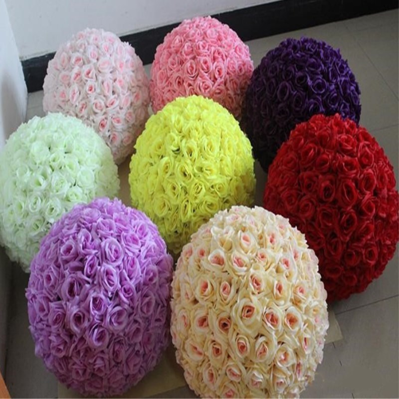 Wholesale 25cm Wedding Ceremony Decor Artificial Flower Table Centerpiece Runner Rose Flower Ball