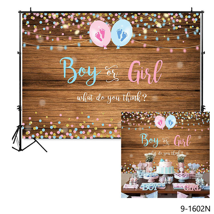 Birthday Backdrop Baby Shower Happy Birthday Photography Backdrop Wooden Natural Color Gender Reveal Boy or Girl 7x5ft Children