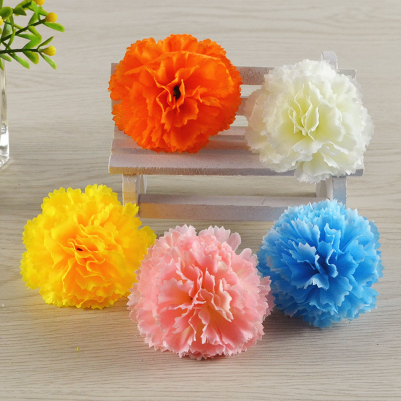 Wholesale Artificial Carnation Flower Heads Silk Flower Head Carnation for Wedding Decoration Opp Bag Microstar Silk Plastic