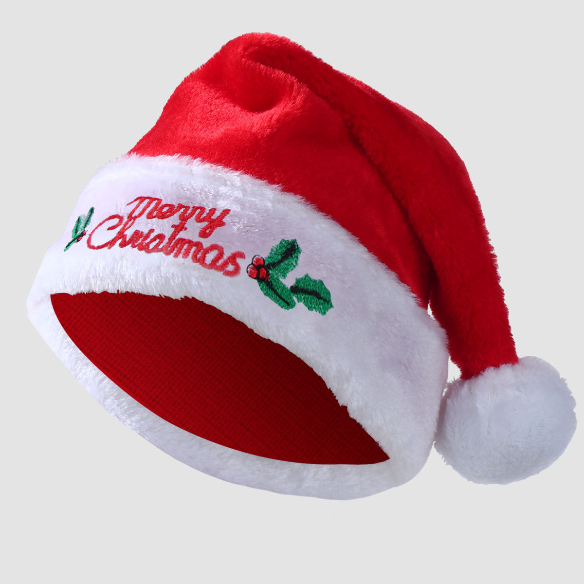 Wholesale Unisex Short Plush Family Christmas Hats Classic Red White Christmas Santa Claus Hat For Christmas Home Decoration