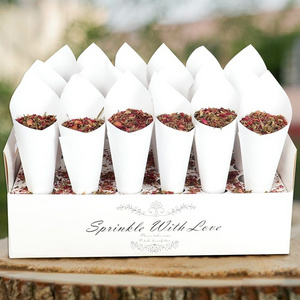 White Confetti Cones Holder Stand Tray Box With 30 Holes Kraft Papers Natural Dried Flower Petals Confetti for Wedding Parties