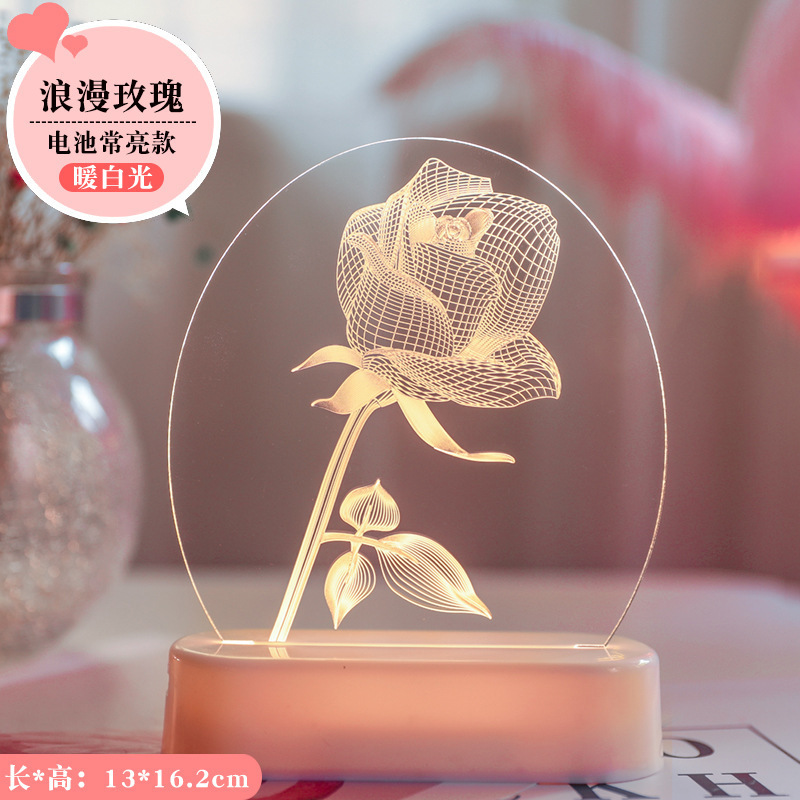 Valentine Day Light Acrylic Led Night Light 3D Lamp Heart Light For Valentine Gift Decoration New Year 2023