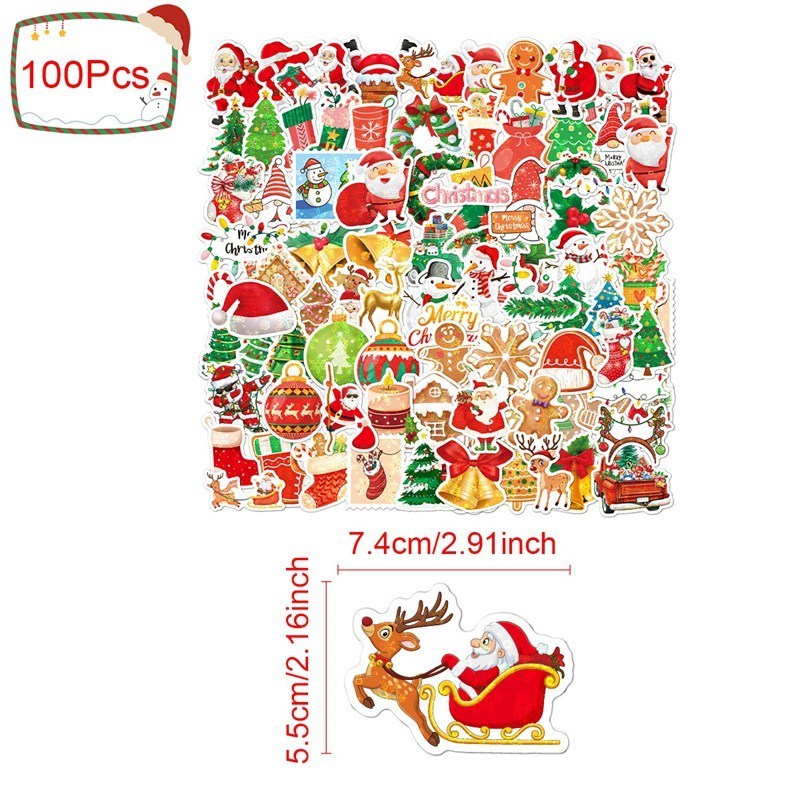 Merry Christmas Decorations Stickers 100Pcs Christmas Stickers Santa Snowflake Stickers For Envelopes Gifts Tags Crafts Window