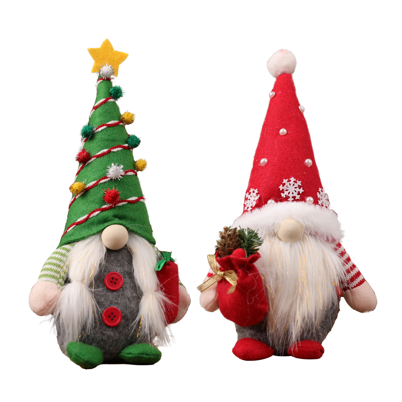 New Snowflake Christmas Tree Forest Old Man Couple Gnomes Holding Gift Bags Standing Plush Dolls For Xmas Party Ornaments