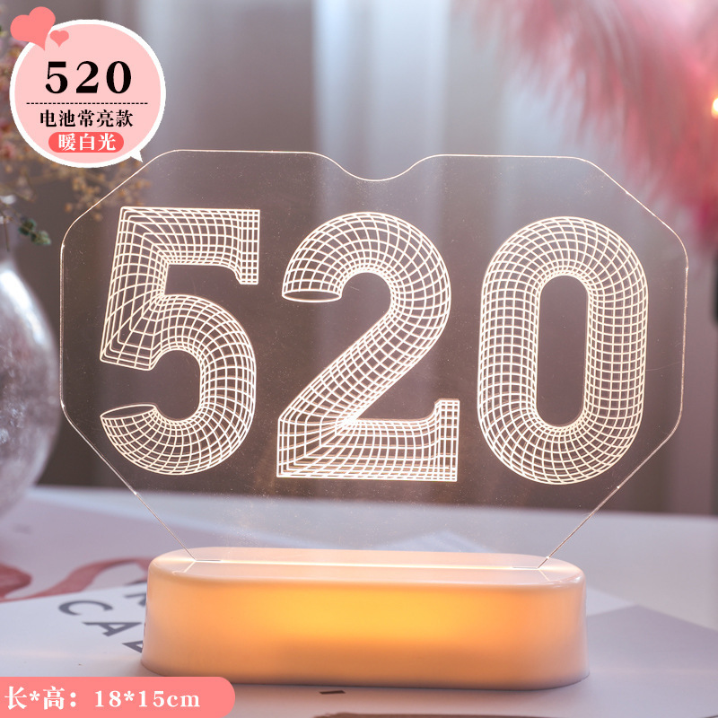 Valentine Day Light Acrylic Led Night Light 3D Lamp Heart Light For Valentine Gift Decoration New Year 2023