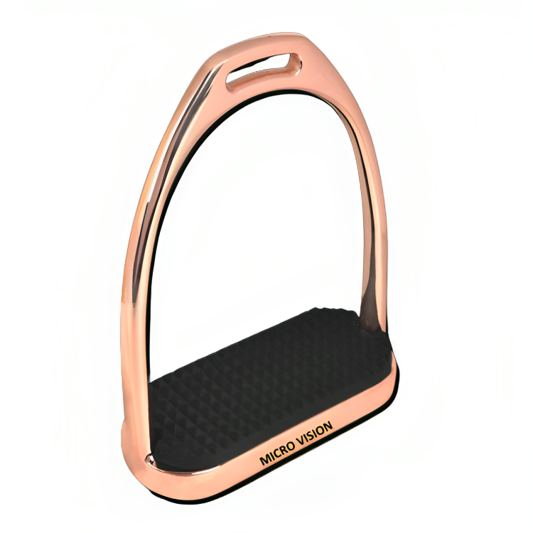 New Arrival Gloss Rose Gold FILLIS Stirrups Horse Riding S/Steel with Black Tread 4.75