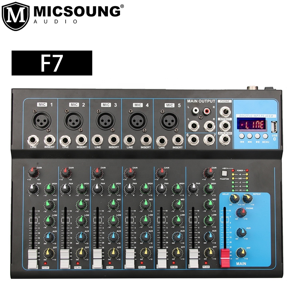 F7 Professional DJ Controller Mixer 4 Channlel  Audio Music Console Mixer Digital Audio Sound Card Mixer For Karaoke Concert