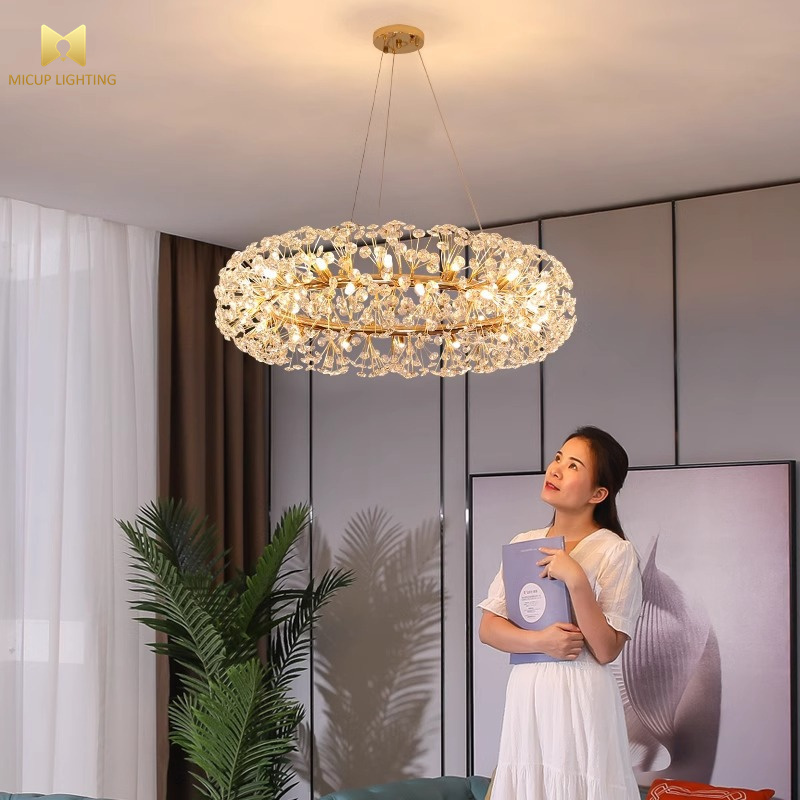 Luxury Nordic Living Room Hotel Gold Led Chandelier Lighting Crystal Balls Postmodern Art Pendant Light