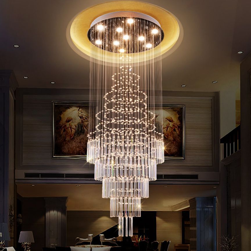 Luxury K9 crystal chandelier villa hotel modern lobby flush mount contemporary large chandelier