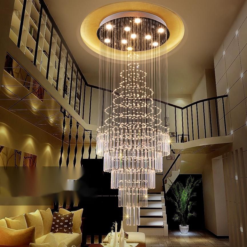 Luxury K9 crystal chandelier villa hotel modern lobby flush mount contemporary large chandelier