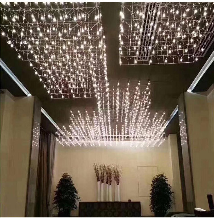 Customized Modern creative LED Big Foyer Large Crystal Chandelier lights for hotel