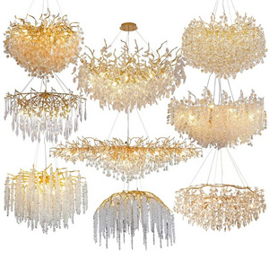 Manufacturers  custom modern luxury crystal chandelier wedding lights for home living room bedroom ceiling lamp gold chandelier