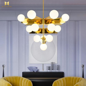 Modern Stylish Styling High Grade Milk White Glass Ball Restaurant Decorative Lamp Mall Showroom Living Room Chandelier