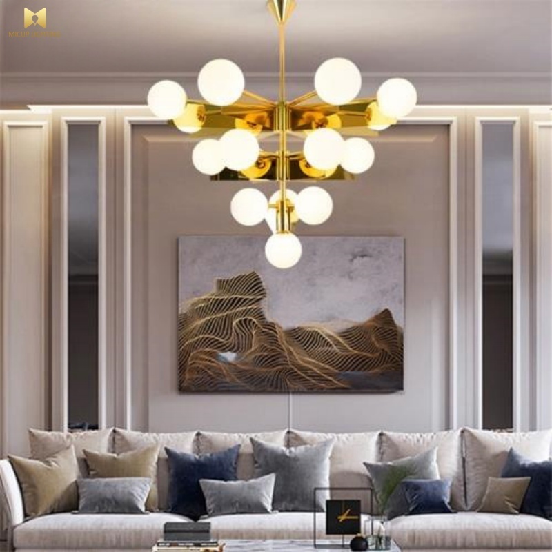 Modern Stylish Styling High Grade Milk White Glass Ball Restaurant Decorative Lamp Mall Showroom Living Room Chandelier