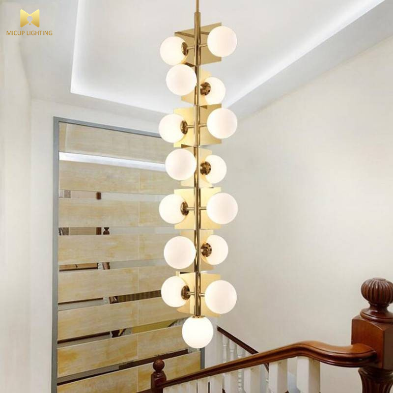 Postmodern Stylish Modeling High Grade Milk White Glass Ball Restaurant Decorative Lamp Mall Showroom Living Room Chandelier