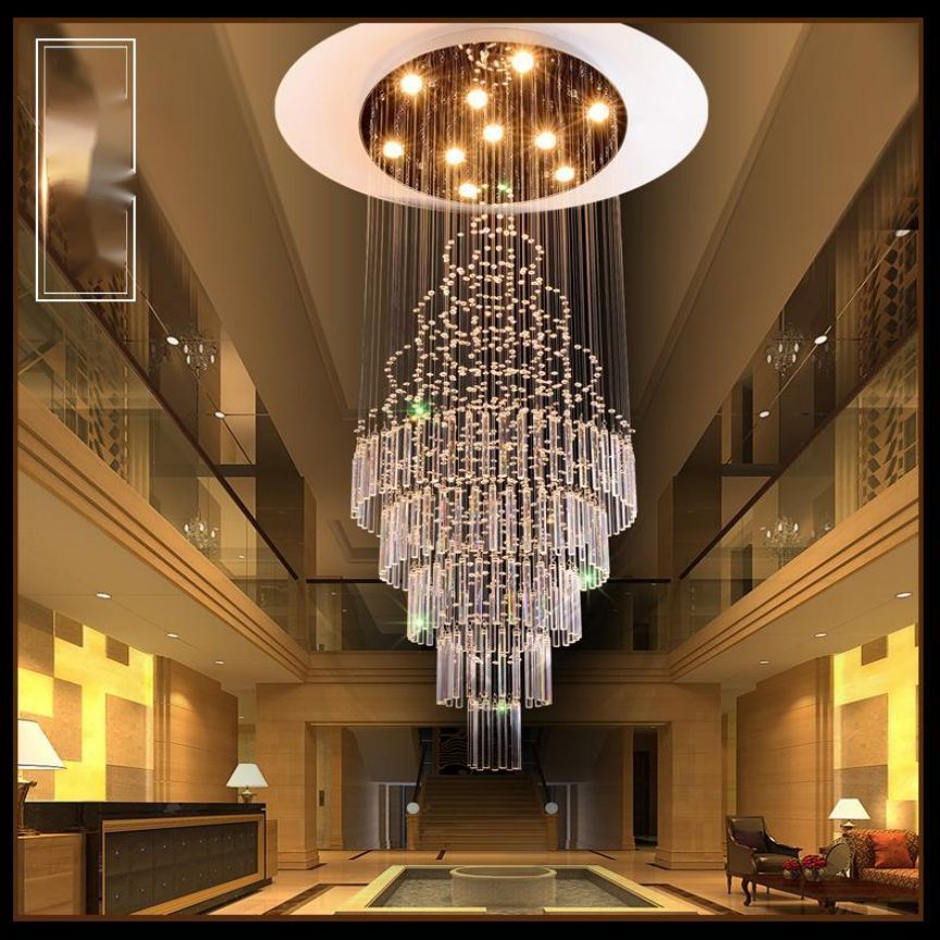 Luxury K9 crystal chandelier villa hotel modern lobby flush mount contemporary large chandelier