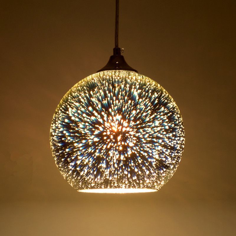 Modern Glass Chandelier 3d Colorful Nordic Starry Sky Ceiling Light Hanging Glass Shade Pendant Lamp Lights