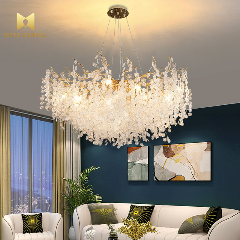 Residential Pop Flush Mounted Dimmable Decorative Acrylic Kitchen Bedroom Living Room Modern Led Lamp Gold Crystal Chandelier