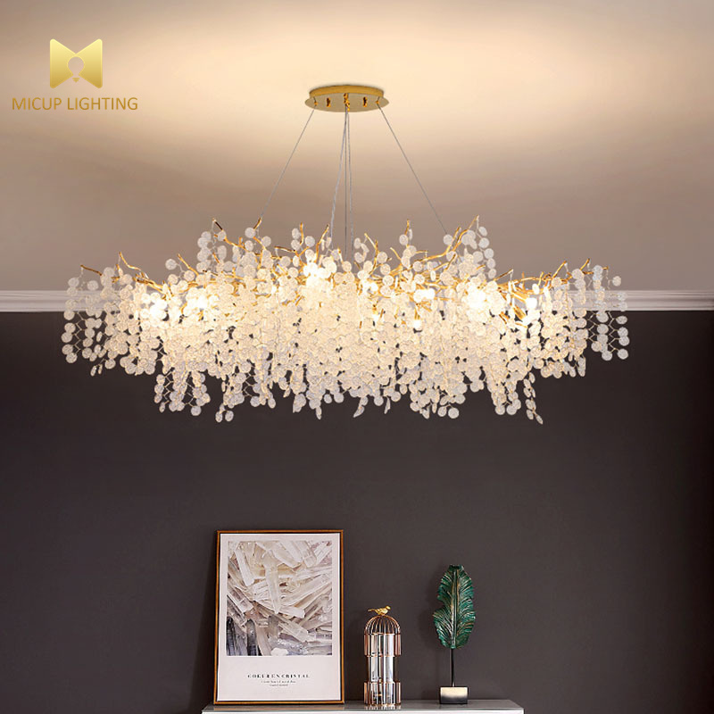 Residential Pop Flush Mounted Dimmable Decorative Acrylic Kitchen Bedroom Living Room Modern Led Lamp Gold Crystal Chandelier