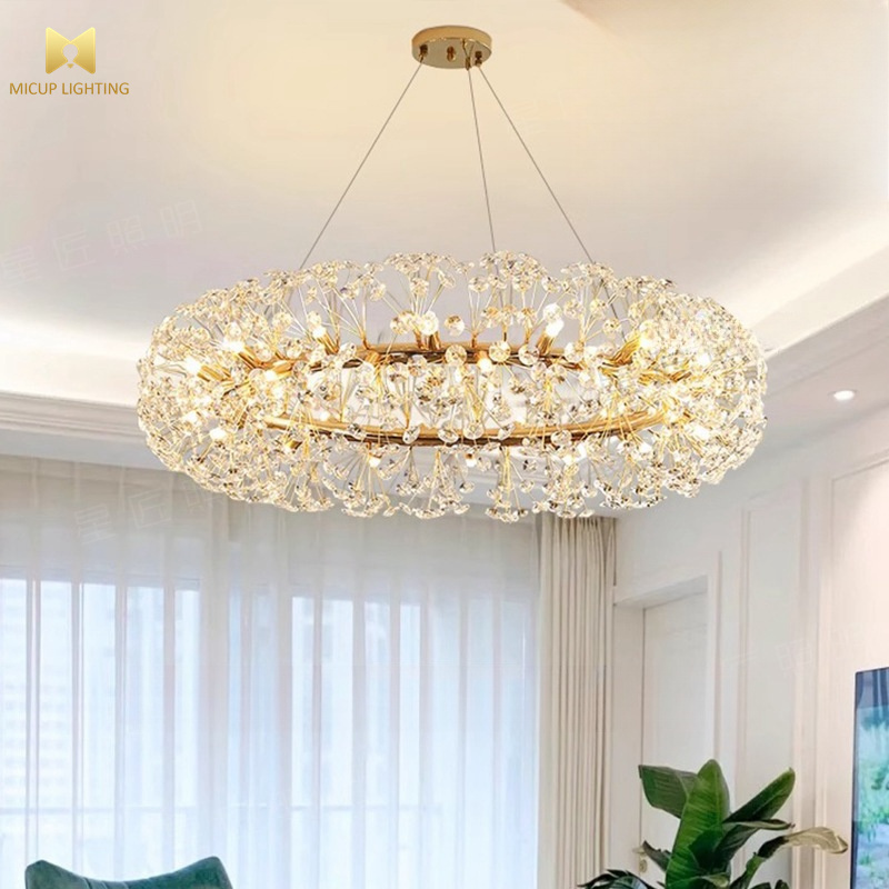 Luxury Nordic Living Room Hotel Gold Led Chandelier Lighting Crystal Balls Postmodern Art Pendant Light