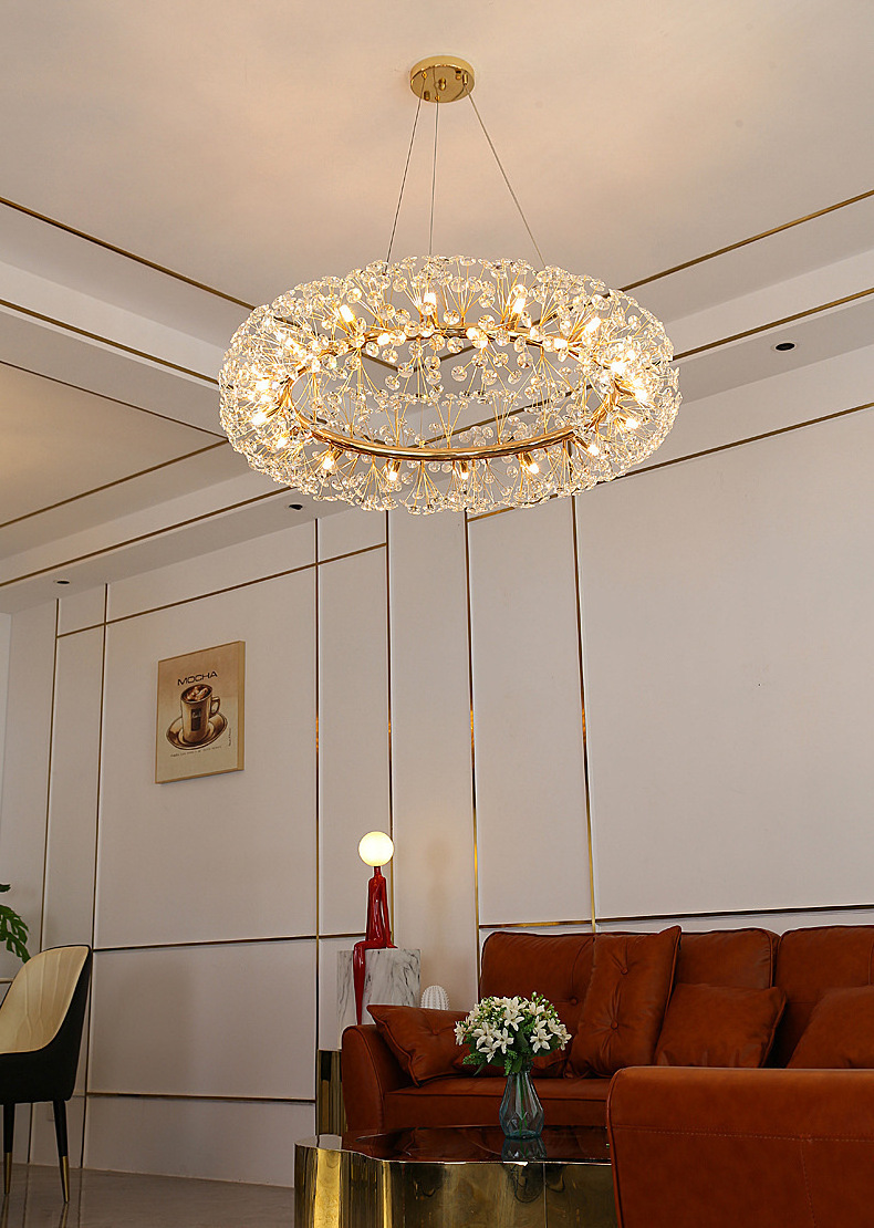 Luxury Nordic Living Room Hotel Gold Led Chandelier Lighting Crystal Balls Postmodern Art Pendant Light