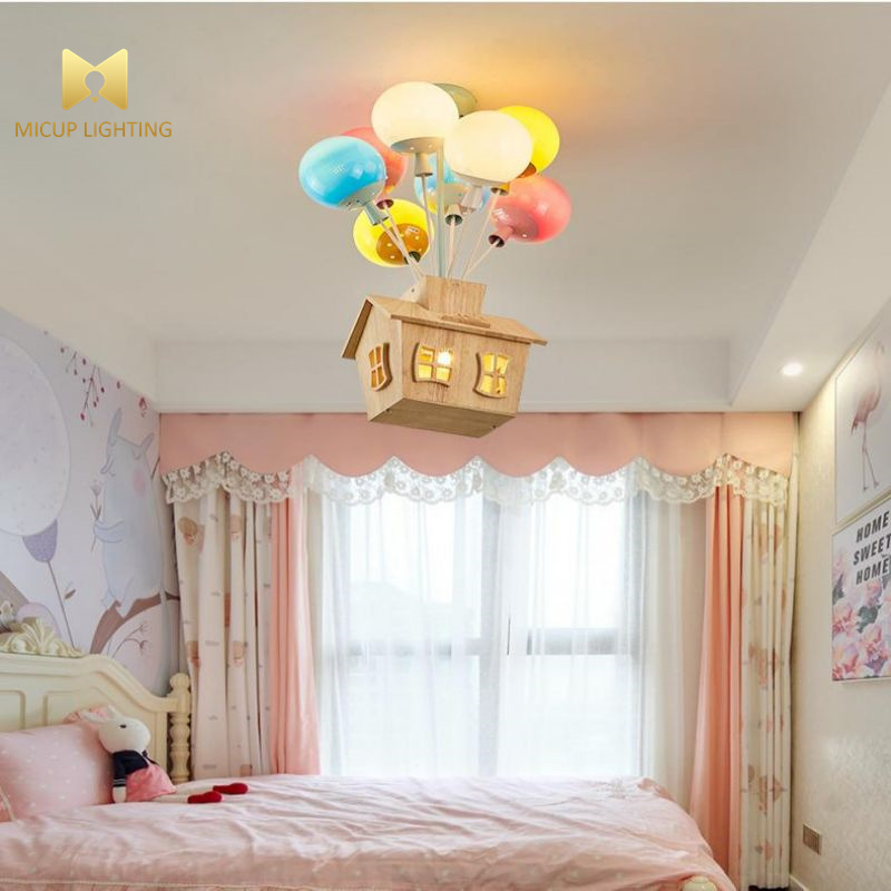 Modern Children Room Pendant Lamps Wood House Pendant Light Kid Princess Room Light Living Room Kitchen Chandelier