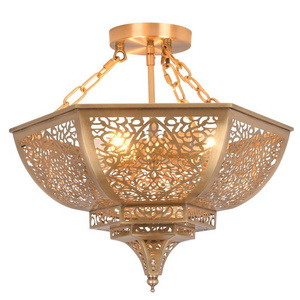 Egyptian style home deco suspended ceiling lighting Arabic lamp gold halo brass chandelier for living room dining room