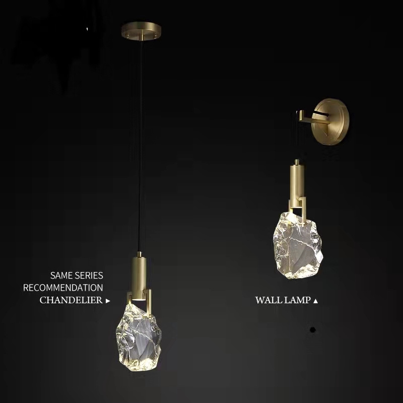 Contemporary iron led modern home deco lamp luxury K9 gold small chandeliers crystal lampwork pendant lights bedroom chandelier