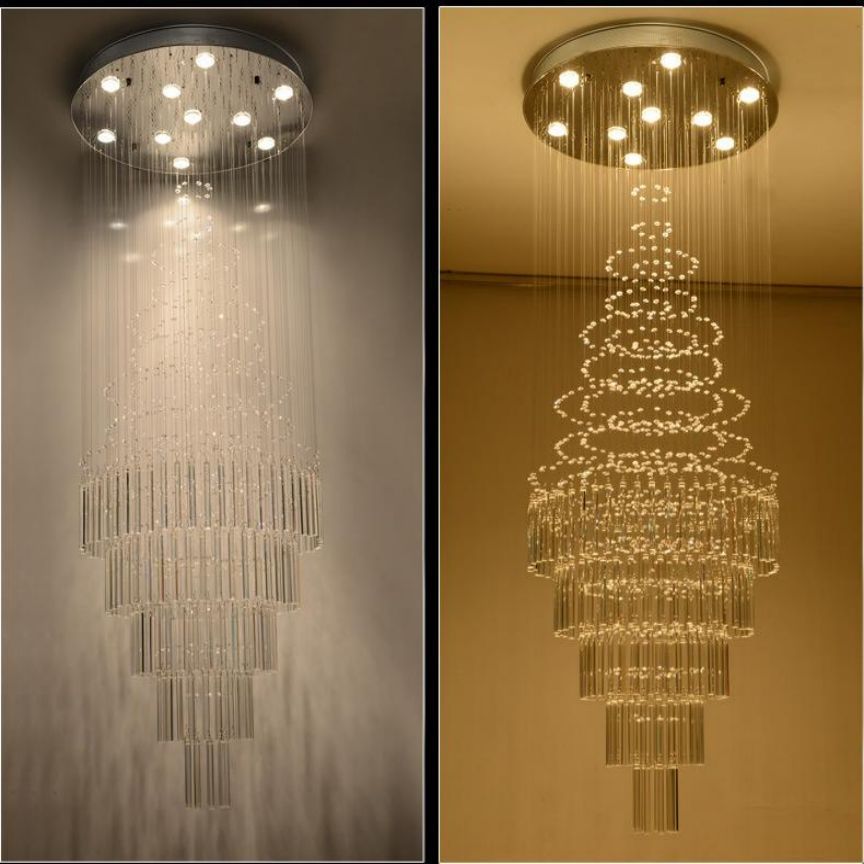 Luxury K9 crystal chandelier villa hotel modern lobby flush mount contemporary large chandelier