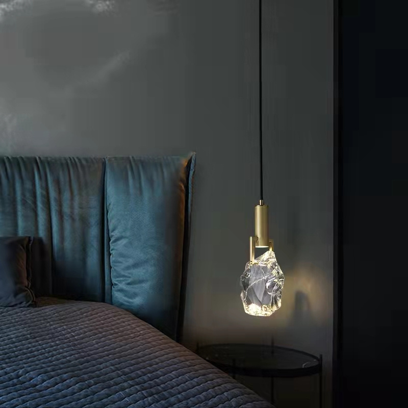 Contemporary iron led modern home deco lamp luxury K9 gold small chandeliers crystal lampwork pendant lights bedroom chandelier