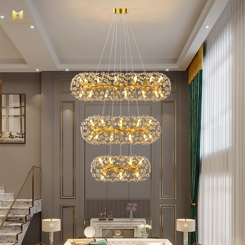 Luxury Nordic Living Room Hotel Gold Led Chandelier Lighting Crystal Balls Postmodern Art Pendant Light