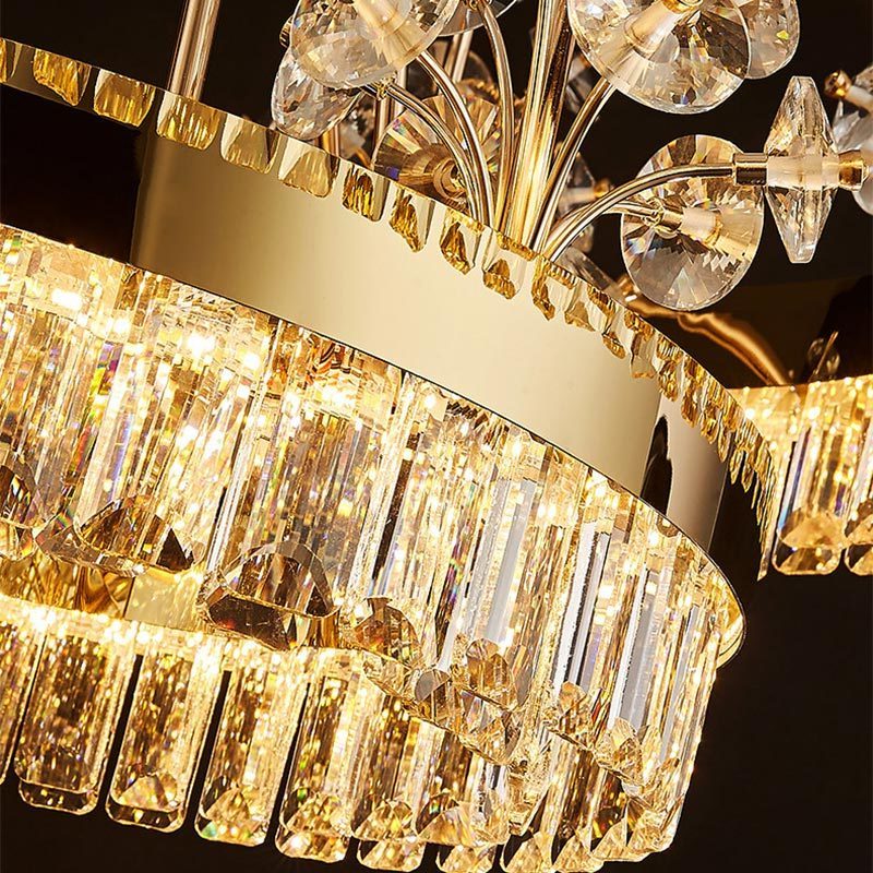 Decoration Lights High Ceiling Lamps Home Decor Luxury New Restaurant Hall Light Luxury Gold Crystal Entryway Chandelier