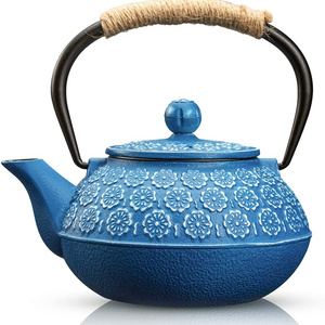 Cast Iron Teapot, Tetsubin Japanese Tea Kettle (900ml, Dark Blue)