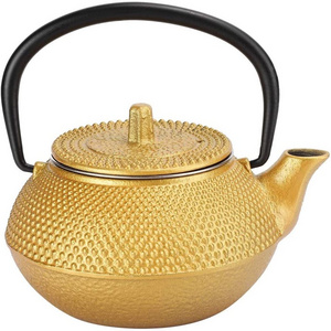 Gold Cast Iron Tea Kettle, Japanese Cast Iron Teapot with Stainless Steel Infuser for Loose Leaf Tea