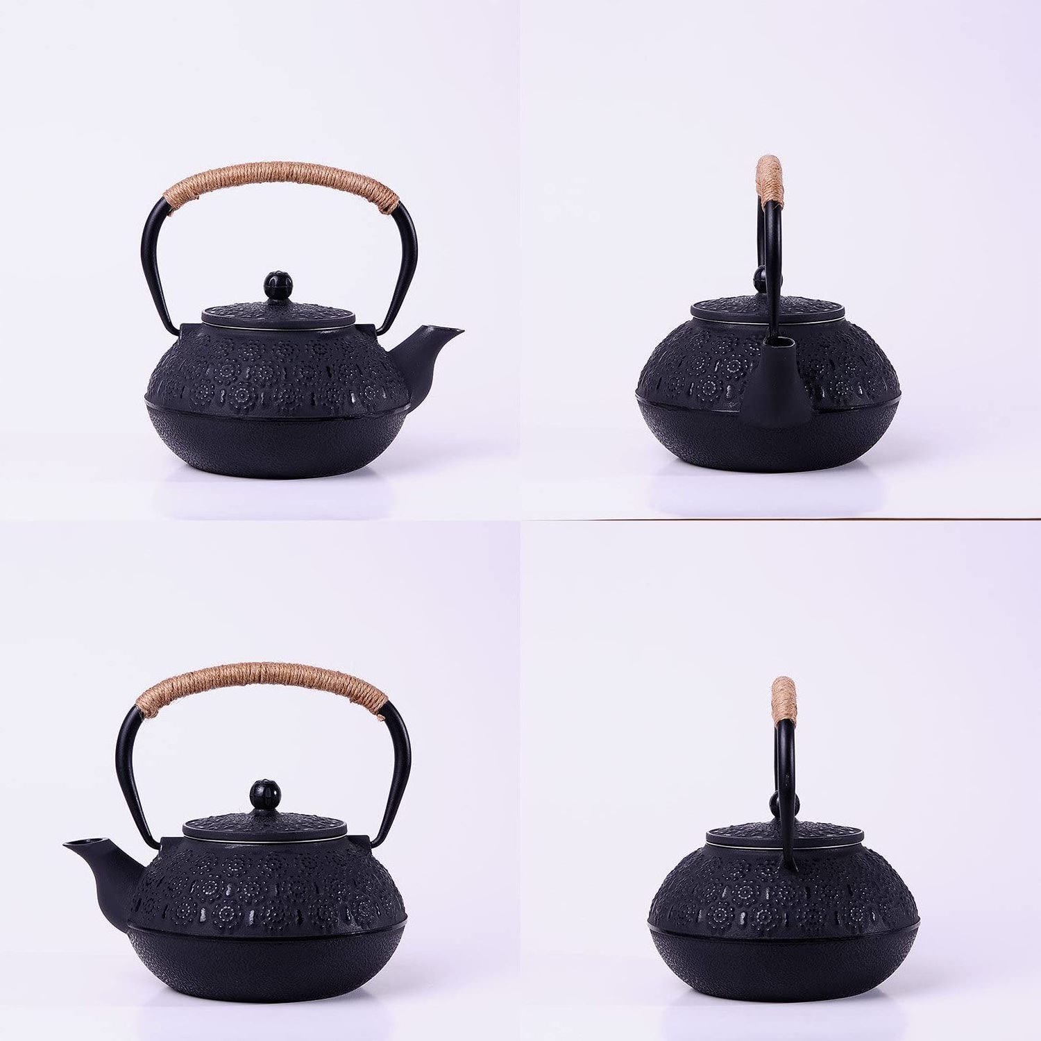 Cast Iron Teapot, Enamel Craft Japanese Cast Iron Tea Kettle with Stainless Steel Infuser Strainer, Enamel-Coated Interior