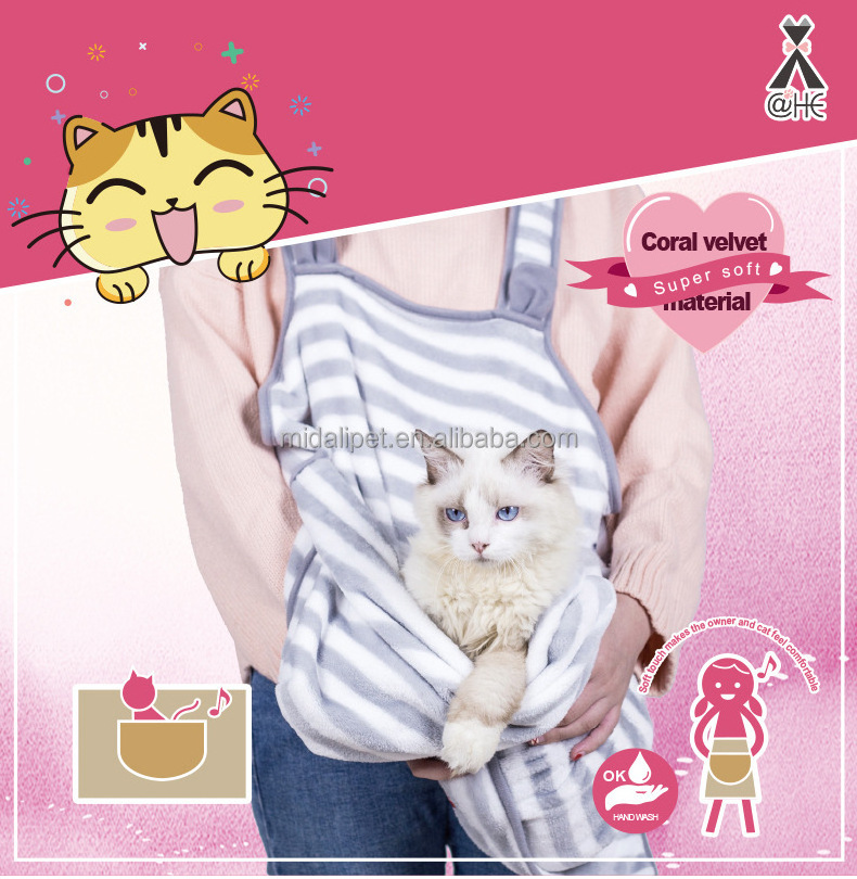 Adjustable Soft Front Chest Cat  Pouch Carrier  Pet Cat Apron Carrier Holding Anti Stick Grooming Suit