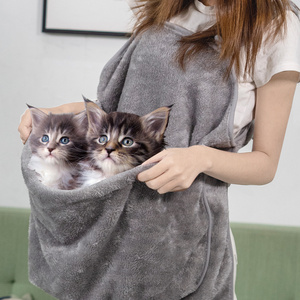 Small Dog Cat Sling Accompany Carrier Bag Hands-Free Shoulder Carry Soft Breathable Cotton Pet Apron Indoors