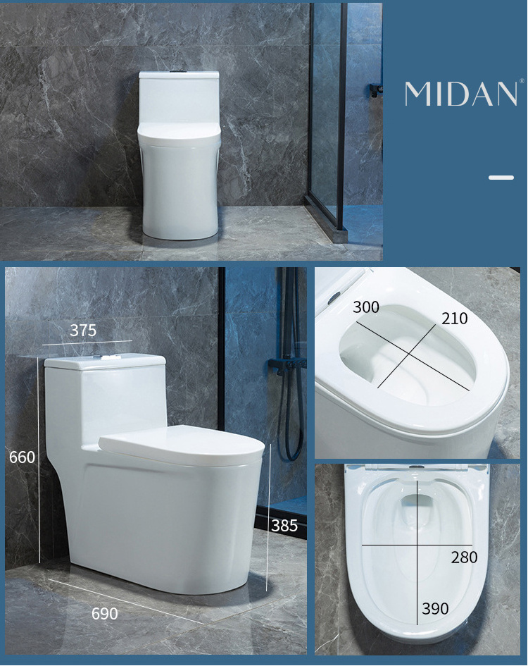 Ceramic One Piece Siphonic Dual-Flush Toilet African Floor Mounted Rectangular Washdown Toilet